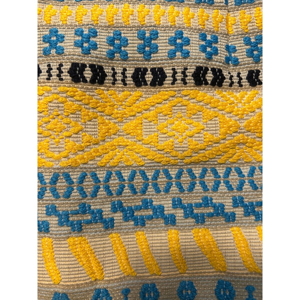 Zara Woman Yellow Blue Geometric Jacquard Mini Skirt Size S Tapestry A-Line - Picture 10 of 12